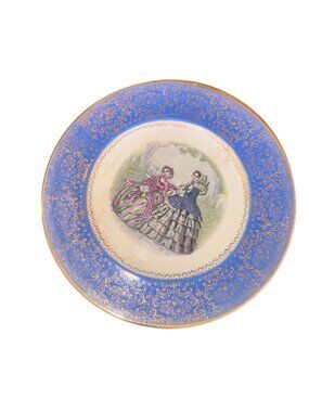 Century By Salem 22 Karat Gold Trim Vintage Decorative Plate With Victorian